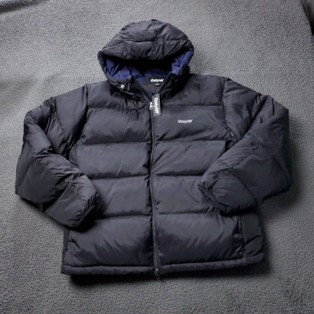 New ONLY NY Packable Snorkel Puffer Down Jacket Nylon Black Mens XL
